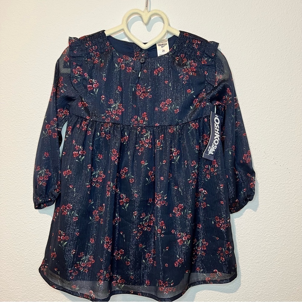 Floral Long Sleeve Dress Oshkosh B’gosh NWT sheer sleeves shimmering dress